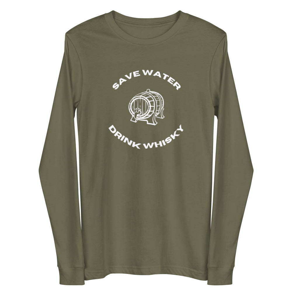 Unisex Long Sleeve Tee Save Water Drink Whiskey Whisky funny tee