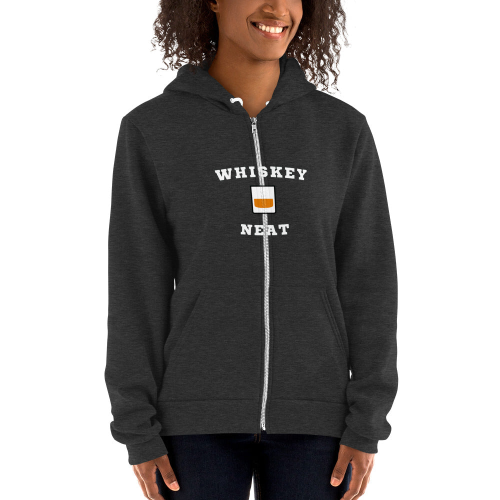 Unisex American Apparel Zip Up Hoodie Whiskey Neat Whisky