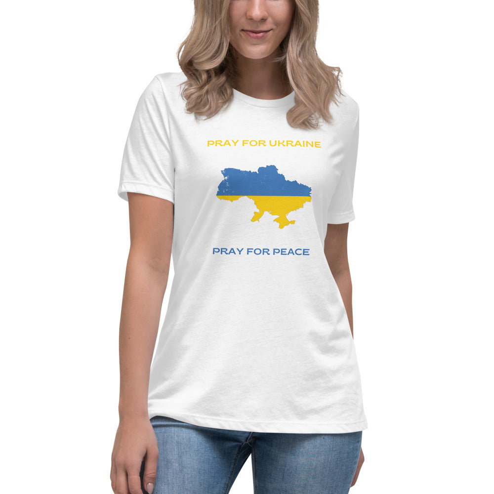Women's Relaxed T-Shirt Pray for Ukraine Pray for Peace