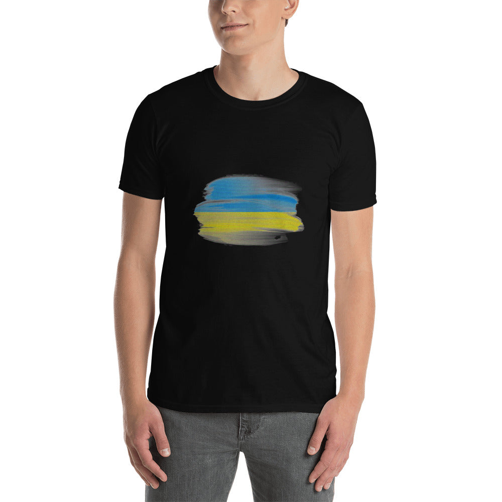 Ukraine flag retro brushstroke Short-Sleeve Unisex T-Shirt