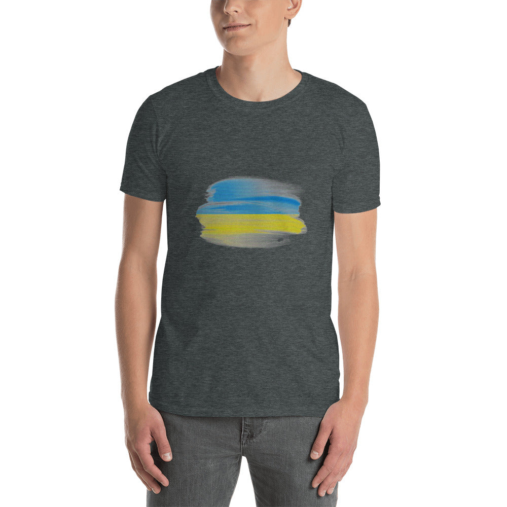Ukraine flag retro brushstroke Short-Sleeve Unisex T-Shirt