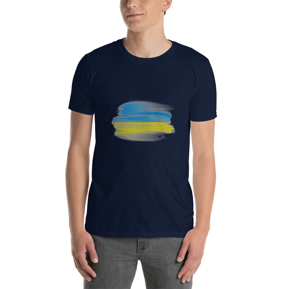 Ukraine flag retro brushstroke Short-Sleeve Unisex T-Shirt