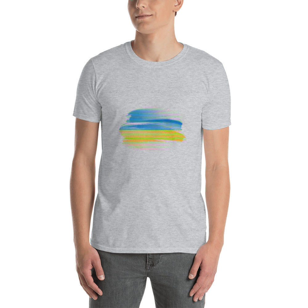 Ukraine flag retro brushstroke Short-Sleeve Unisex T-Shirt