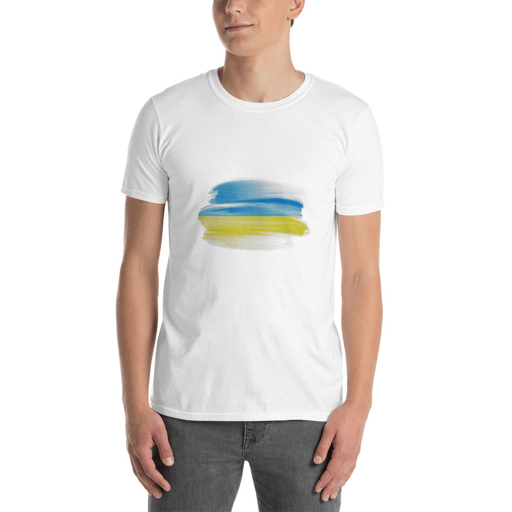 Ukraine flag retro brushstroke Short-Sleeve Unisex T-Shirt