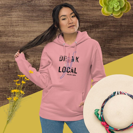 Unisex essential eco hoodie Drink Local Keuka Lake Wine Country Finger Lakes Winery NYS