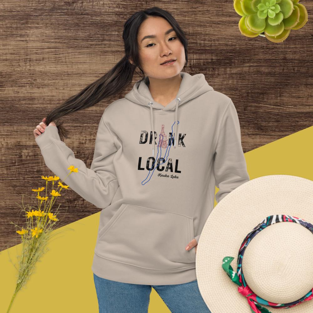 Unisex essential eco hoodie Drink Local Keuka Lake Wine Country Finger Lakes Winery NYS