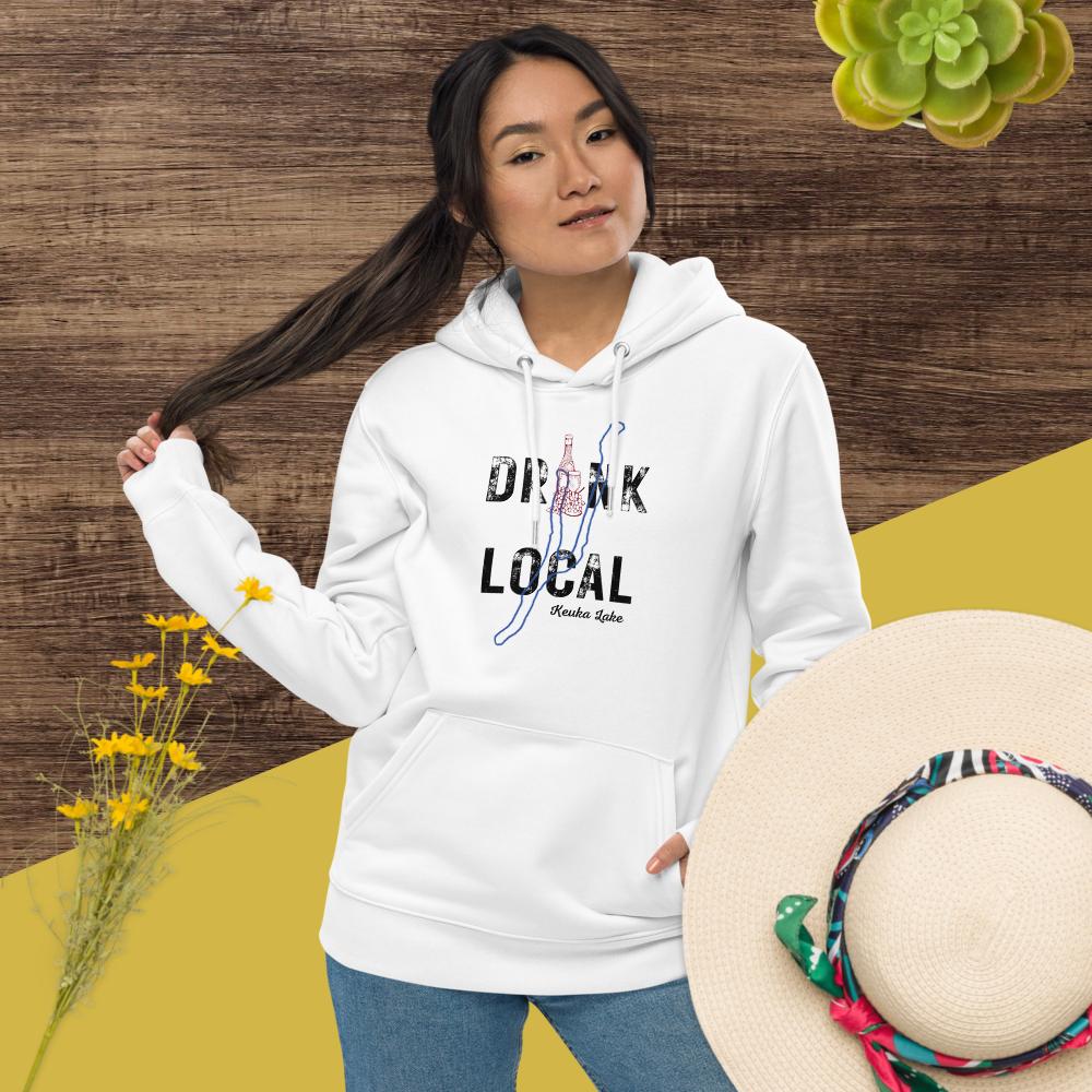 Unisex essential eco hoodie Drink Local Keuka Lake Wine Country Finger Lakes Winery NYS