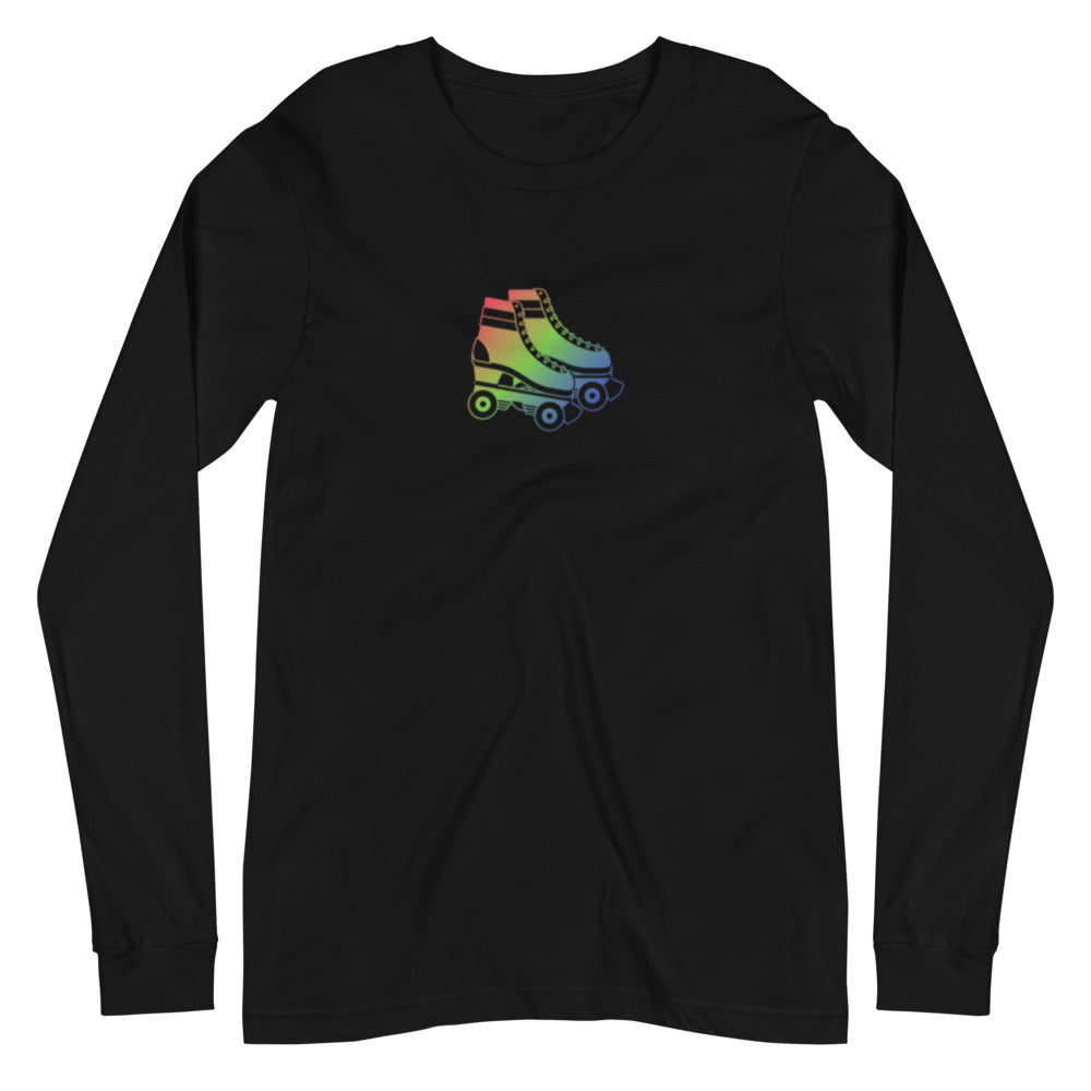 Unisex Long Sleeve Tee Rollerskates Roller Rink Disco Retro