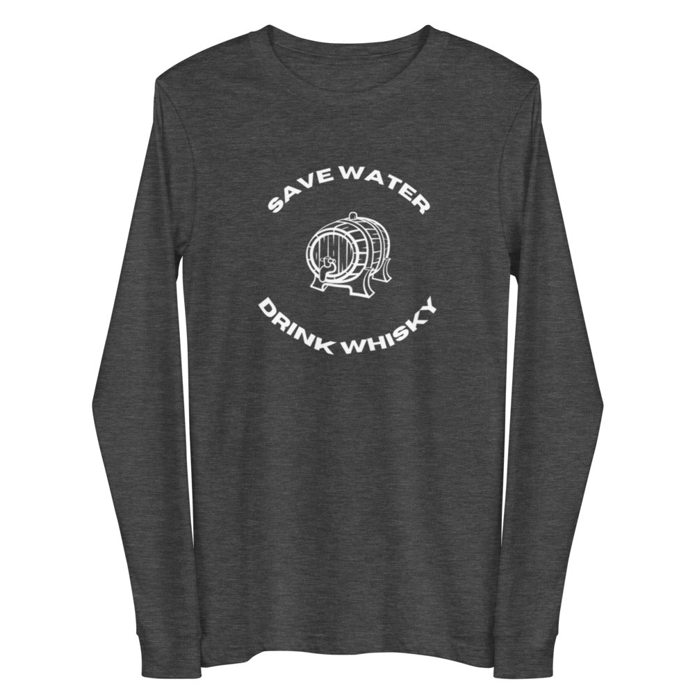 Unisex Long Sleeve Tee Save Water Drink Whiskey Whisky funny tee