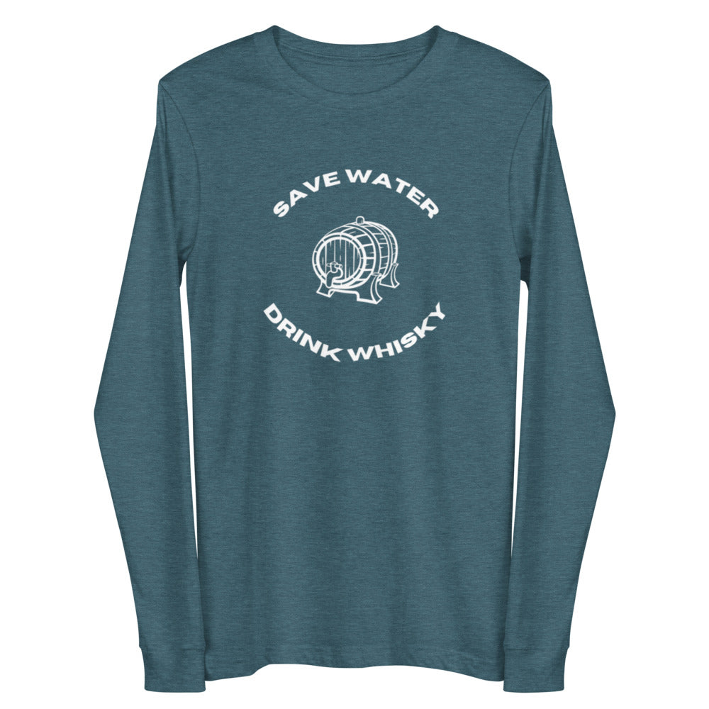 Unisex Long Sleeve Tee Save Water Drink Whiskey Whisky funny tee