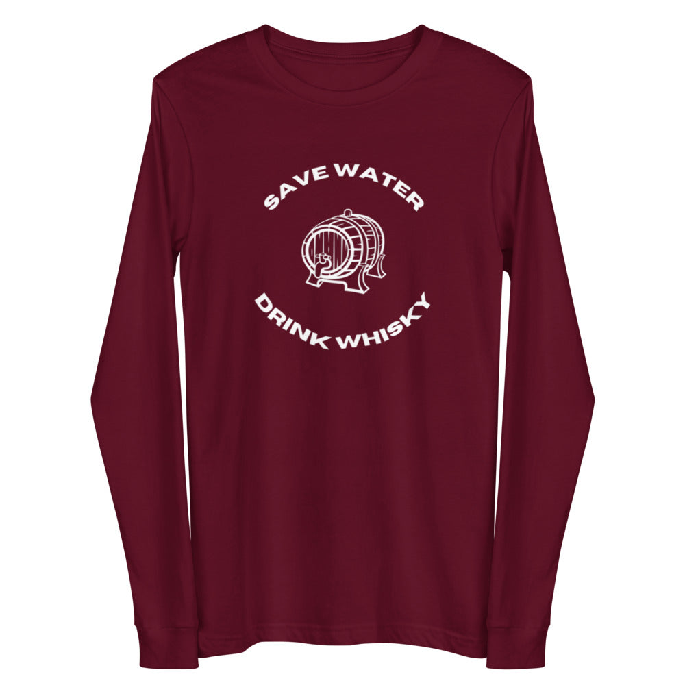 Unisex Long Sleeve Tee Save Water Drink Whiskey Whisky funny tee