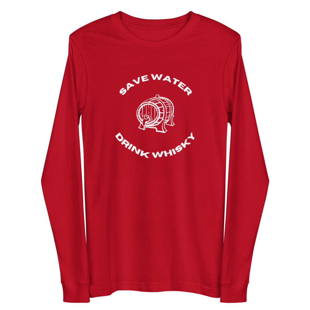 Unisex Long Sleeve Tee Save Water Drink Whiskey Whisky funny tee