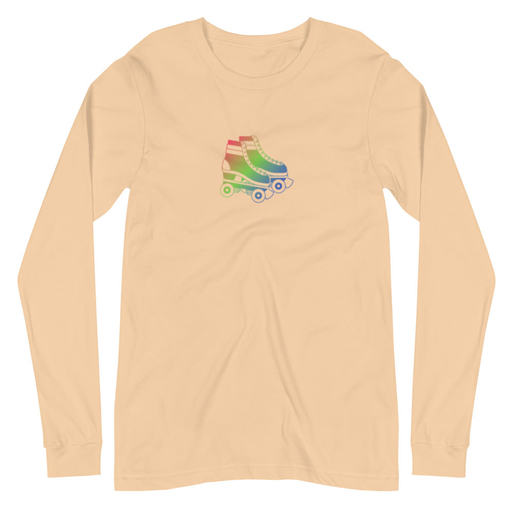 Unisex Long Sleeve Tee Rollerskates Roller Rink Disco Retro
