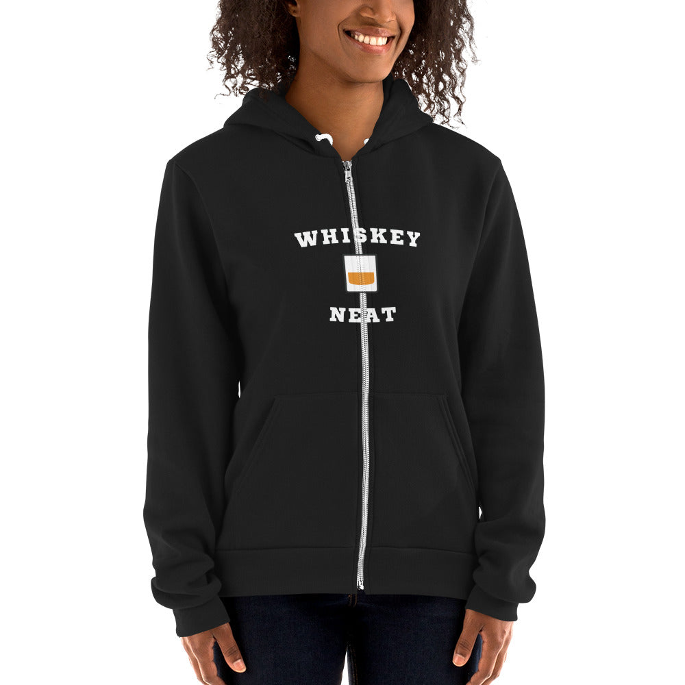 Unisex  American Apparel Zip Up Hoodie Whiskey Neat Whisky