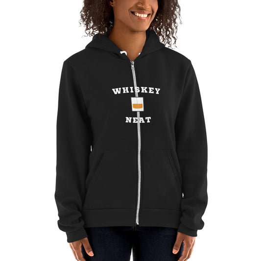 Unisex  American Apparel Zip Up Hoodie Whiskey Neat Whisky