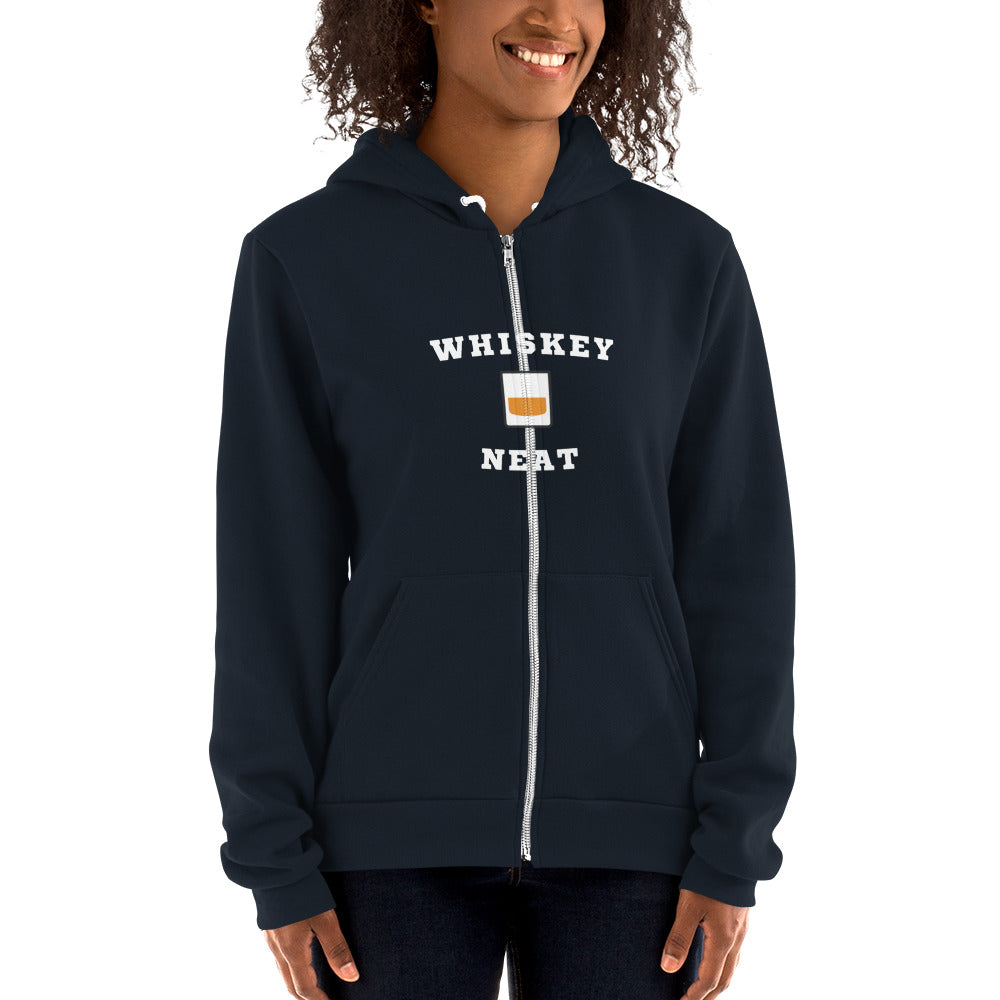 Unisex  American Apparel Zip Up Hoodie Whiskey Neat Whisky