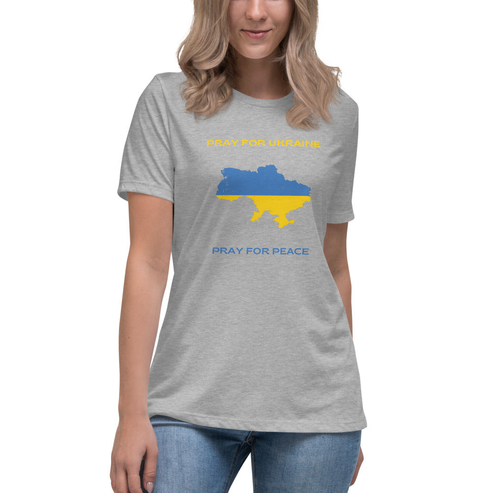 Women's Relaxed T-Shirt Pray for Ukraine Pray for Peace