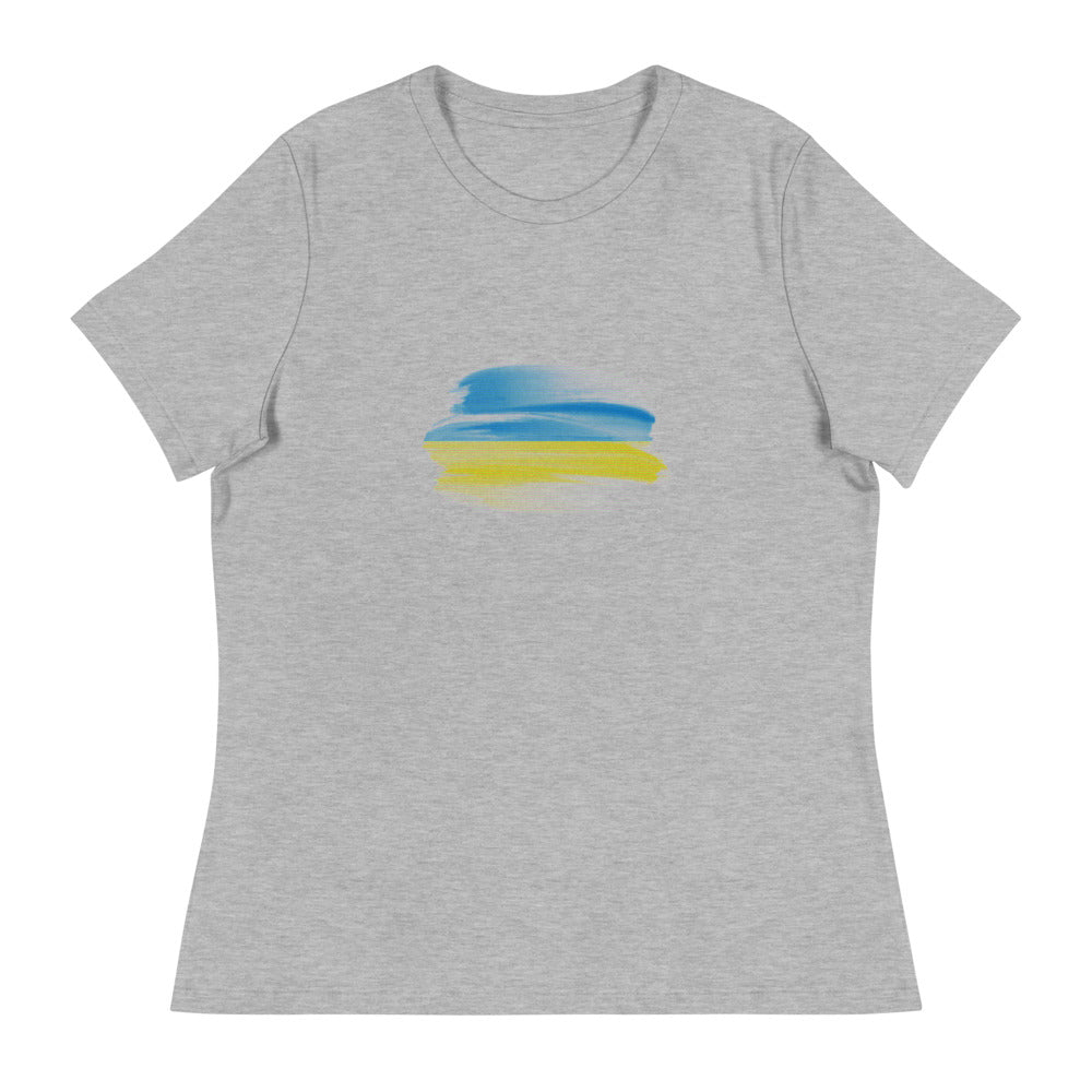 Ukraine brushstroke flag retro Women's Relaxed T-Shirt