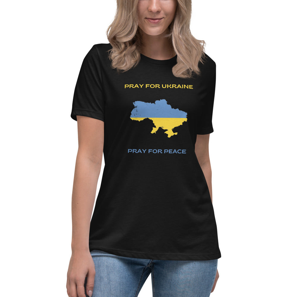 Women's Relaxed T-Shirt Pray for Ukraine Pray for Peace