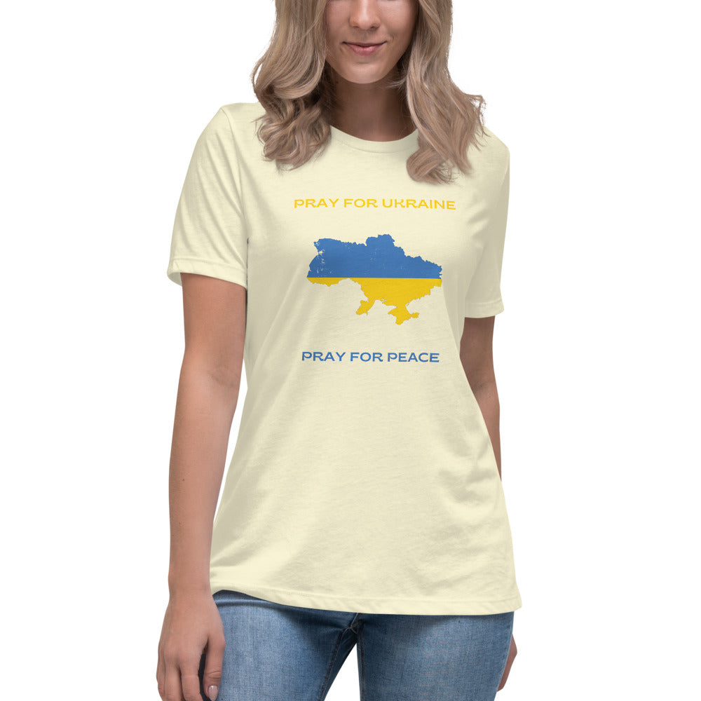 Women's Relaxed T-Shirt Pray for Ukraine Pray for Peace