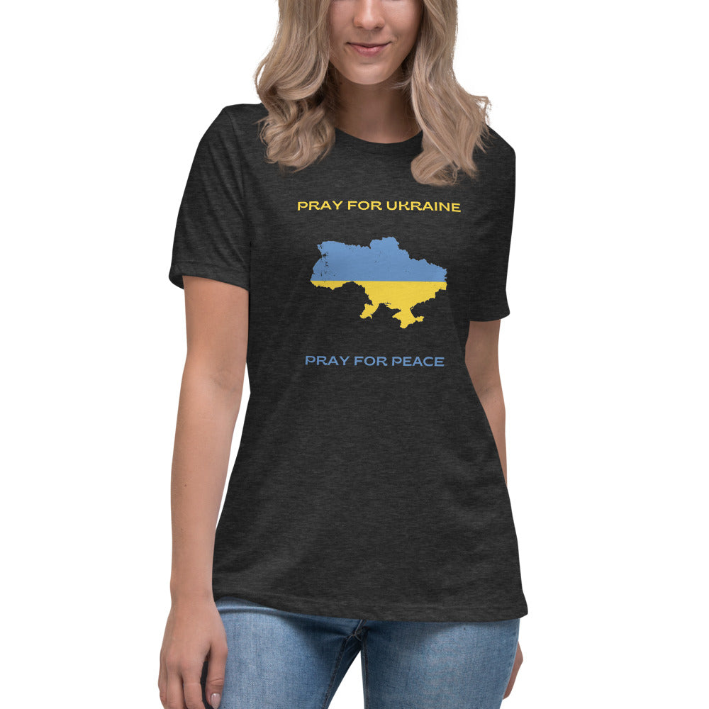 Women's Relaxed T-Shirt Pray for Ukraine Pray for Peace