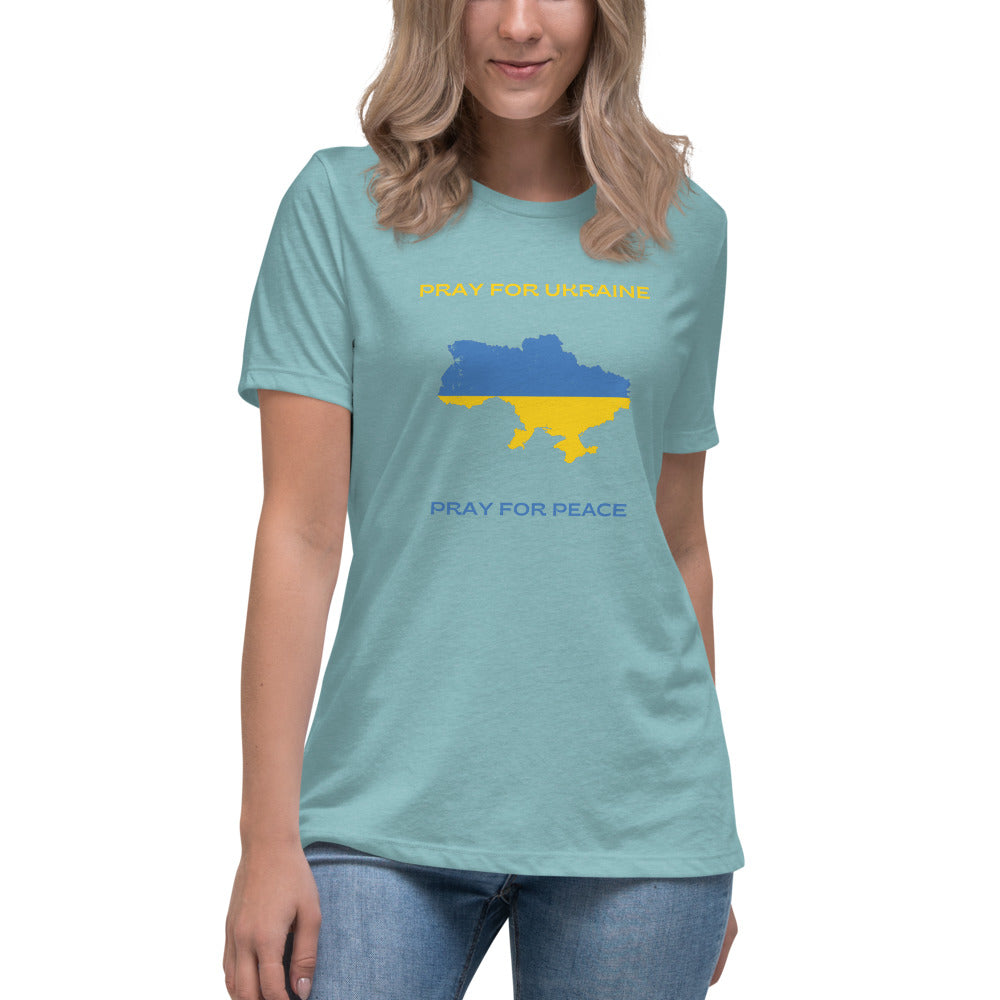 Women's Relaxed T-Shirt Pray for Ukraine Pray for Peace