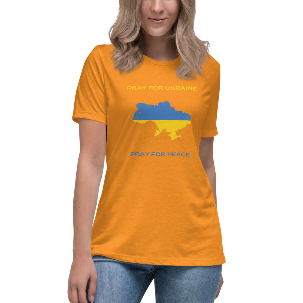Women's Relaxed T-Shirt Pray for Ukraine Pray for Peace