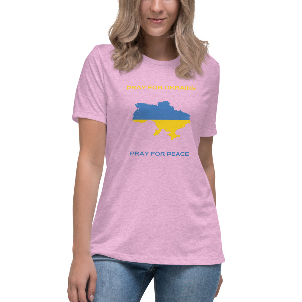 Women's Relaxed T-Shirt Pray for Ukraine Pray for Peace