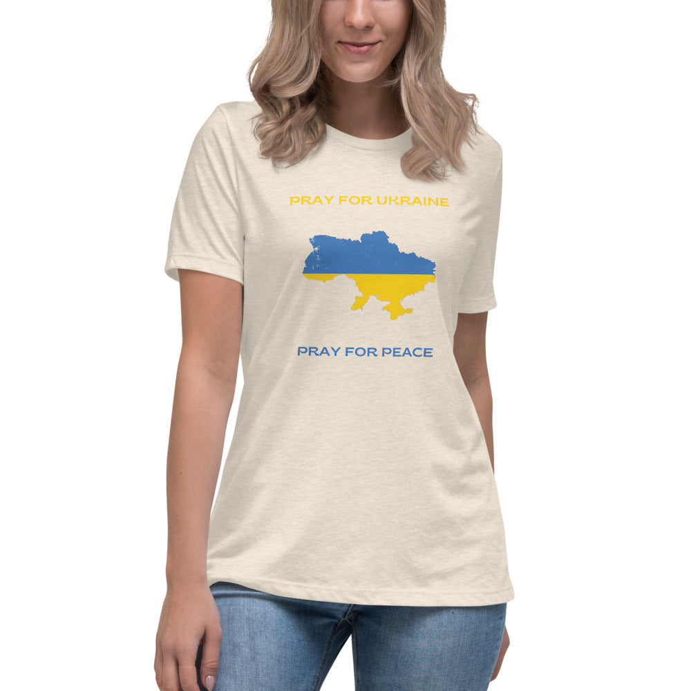 Women's Relaxed T-Shirt Pray for Ukraine Pray for Peace