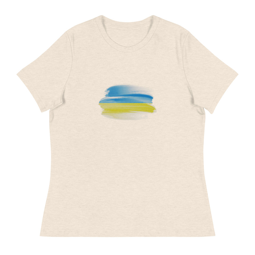 Ukraine brushstroke flag retro Women's Relaxed T-Shirt