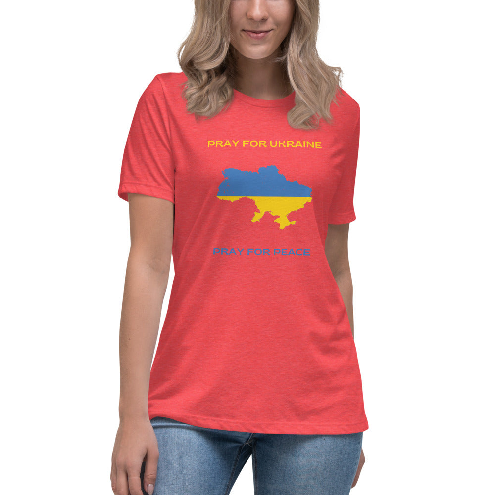 Women's Relaxed T-Shirt Pray for Ukraine Pray for Peace