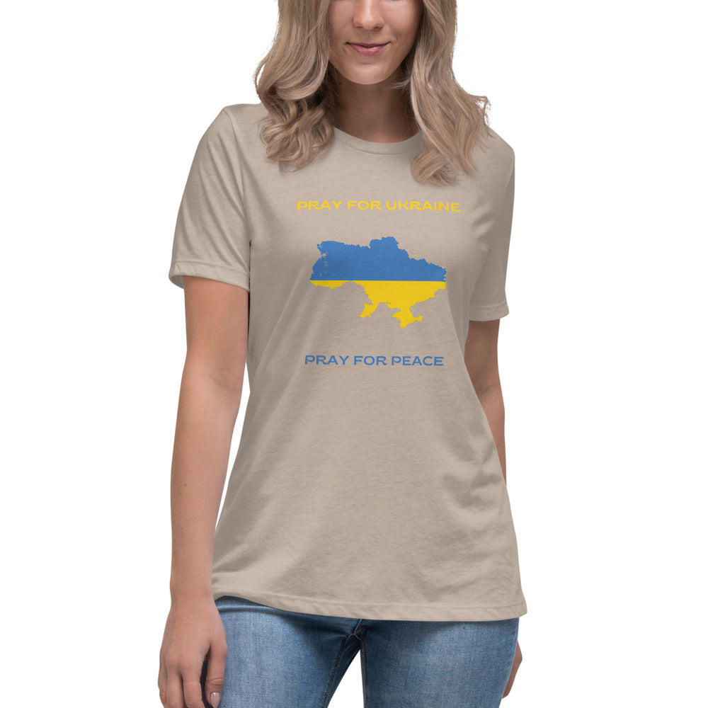 Women's Relaxed T-Shirt Pray for Ukraine Pray for Peace