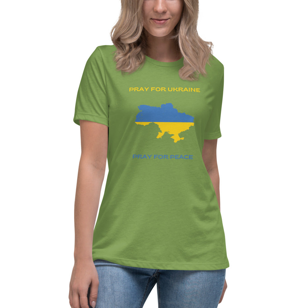 Women's Relaxed T-Shirt Pray for Ukraine Pray for Peace