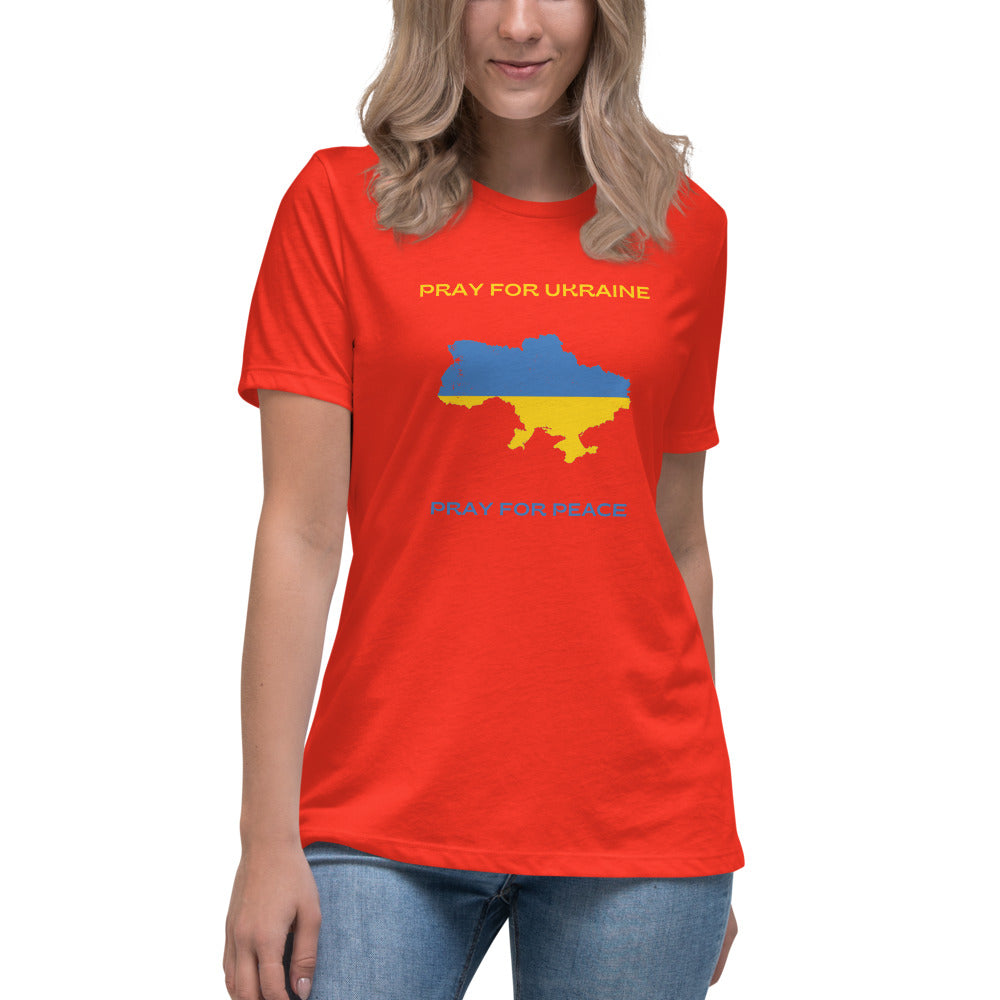 Women's Relaxed T-Shirt Pray for Ukraine Pray for Peace